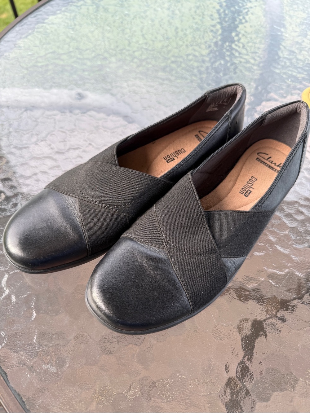 Clarks Women’s Black Slip-On Comfort Flats